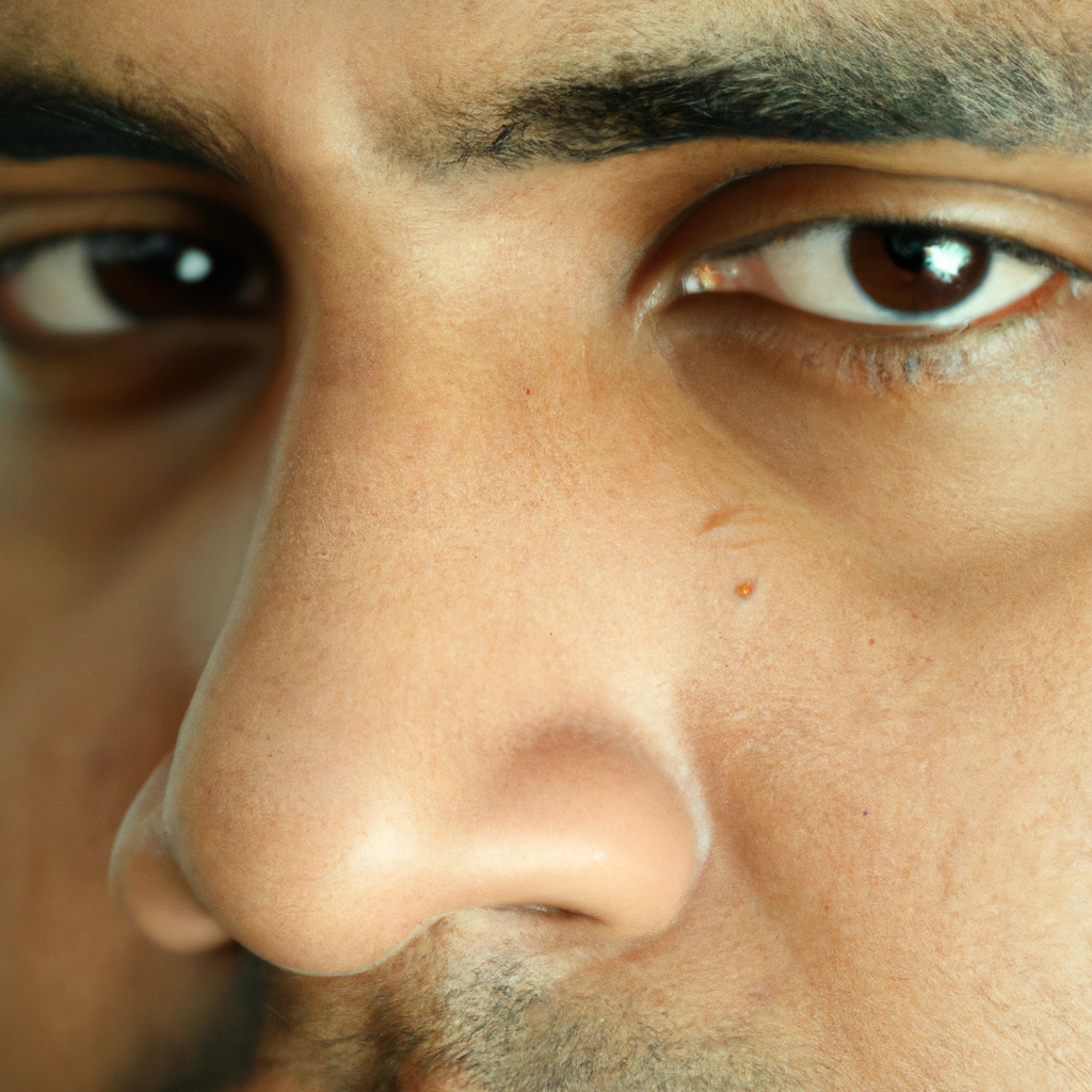 An image depicting a close-up of a man's face, showcasing his flawless complexion